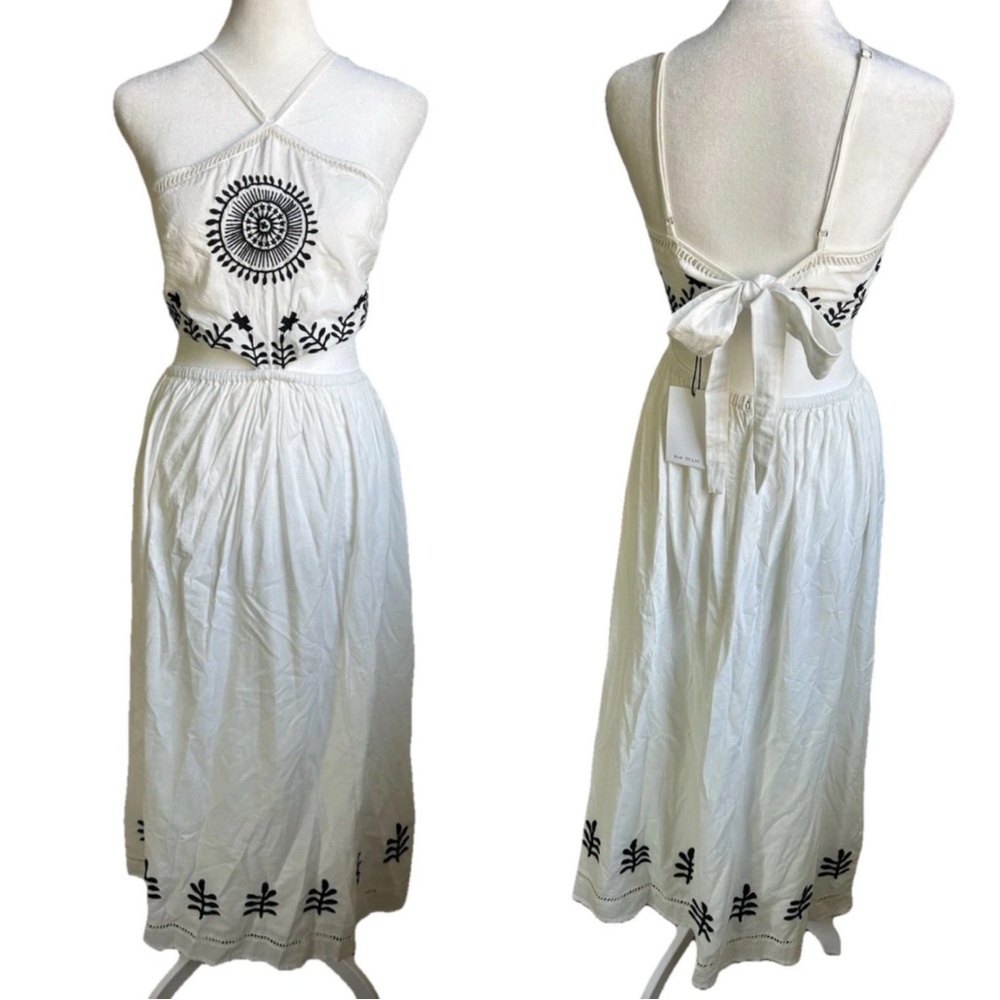 Rue Stiic Elera Maxi Scarf Dress Cut Out Bohemian Women's XS Embroidered NEW